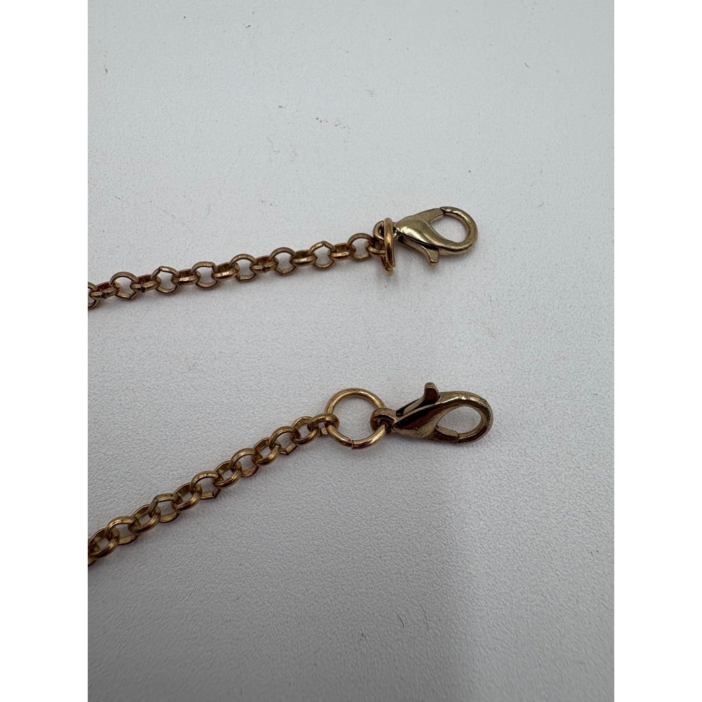Gold Tone Long Chain Necklace White Faceted Stone Pendant Multi Strand Tassel - Picture 6 of 9